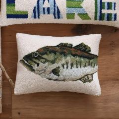 Hand Hooked Bass Throw Pillow