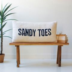 Hand Hooked Sandy Toes Lumbar Pillow
