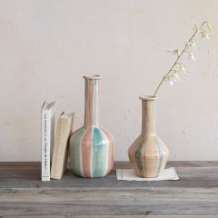 Hand Painted Striped Stem Vase