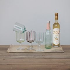 Hand Painted Striped Stemmed Glass Set of 4