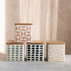 Hand Stamped Slice Pattern Canister Set of 4