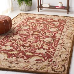 Hand Tufted Red/Beige Floral Area Rug