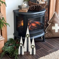 Handcut Primitive Barn Wood Church Set of 3