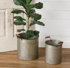 Handled Galvanized Buckets Set of 2