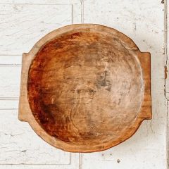 Handled Primitive Wood Display Bowl