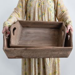 Handled Wood Nesting Trays Set of 2