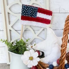 Handmade Textile American Flag On Stick