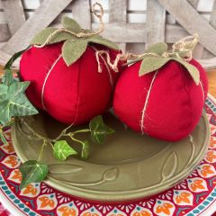 Handmade Tomato Shelf Sitter Set of 2 Dark Red