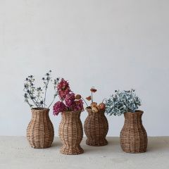 Handwoven Haven 4 Piece Natural Rattan Vase Collection