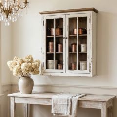 Hanging Distressed White Wall Cabinet