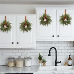Hanging Faux Pinecone Mini Wreath With Velvet Bow
