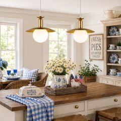 Hanging Gold Saucer Pendant Light