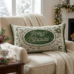 Happy Christmas Botanical Accent Pillow