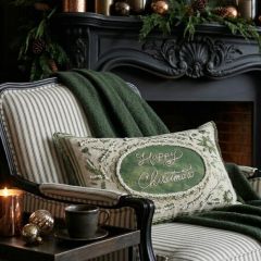 Happy Christmas Botanical Accent Pillow