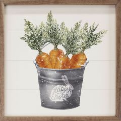 Happy Easter Carrot Bucket White Wall Art