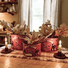 Happy Halloween Metal Bucket Set of 3