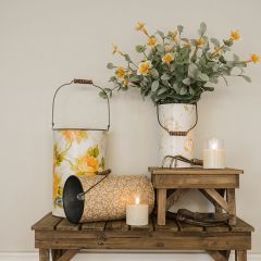 Harmony Garden Floral Metal Buckets Set of 3