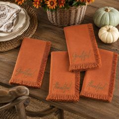 Harvest Blessings Fringed Napkin Set of 4