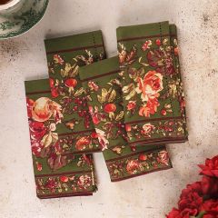 Harvest Bounty Olive Cotton Luncheon Napkin Set of 4