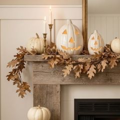 Harvest Glow Ceramic Jack O Lanterns Set of 2