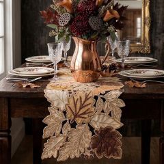 Harvest Leaves Embroidered Table Runner