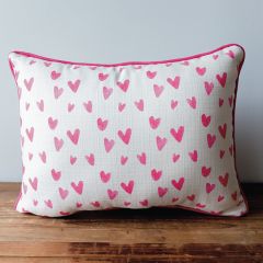 Heart Pattern Accent Pillow With Pink Piping