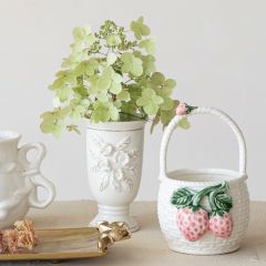 Heirloom Blossom Footed Stoneware Vase