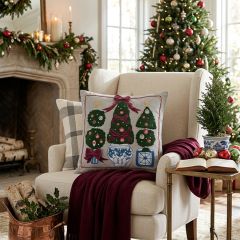 Heirloom Christmas Embroidered Topiary Pillow