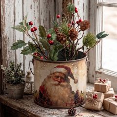 Heirloom Santa Galvanized Bucket