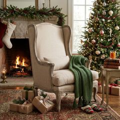 Hemp Linen Upholstered Wingback Chair