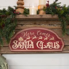 Here Comes Santa Wooden Wall Sign