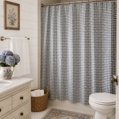 Heritage Farmhouse Blue Check Shower Curtain