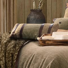 Herringbone Tweed and Leather Lumbar Pillow