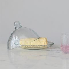 Hobnail Edge Glass Plate With Dome Lid