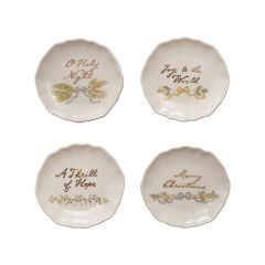 Holiday Message Stoneware Plate Set of 4