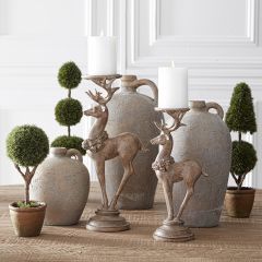 Holiday Reindeer Candleholder Set of 2