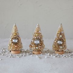 Holiday Word Bottle Brush Tree Set of 3