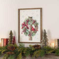 Holiday Wreath With Cardinal Framed Wall Art