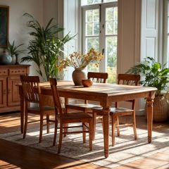 Homestead Farm Table with Patterned Top |SHIPS FREE