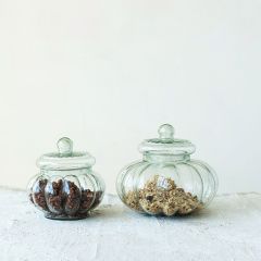 Lidded Cup Ribbed Glass Jar