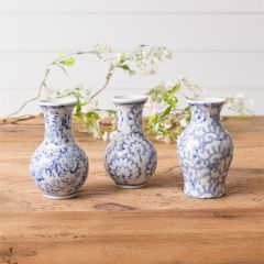 Indigo Bloom Bud Vase Set of 3