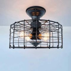 Industrial Cage Flush Mount Ceiling Light