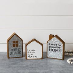Inspirational Wood Block House Set of 3