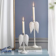 Iron Angel Wing Taper Candle Holder Set of 2