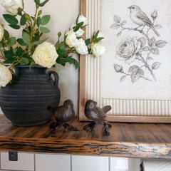 Iron Bird On Branches Statuette Set of 2