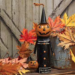 Jack O Lantern Witch Recycled Metal Figurine