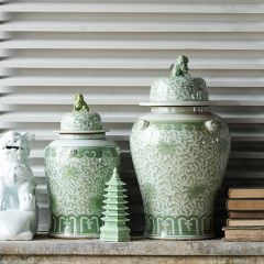 Jingdezhen Hand Painted Lidded Temple Jar