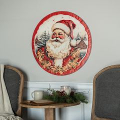 Jolly Santa Round Metal Sign
