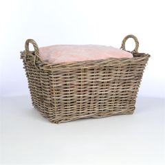 Kubu Grey Woven Storage Basket With Handles