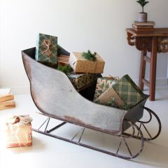 Large Rustic Metal Christmas Sleigh